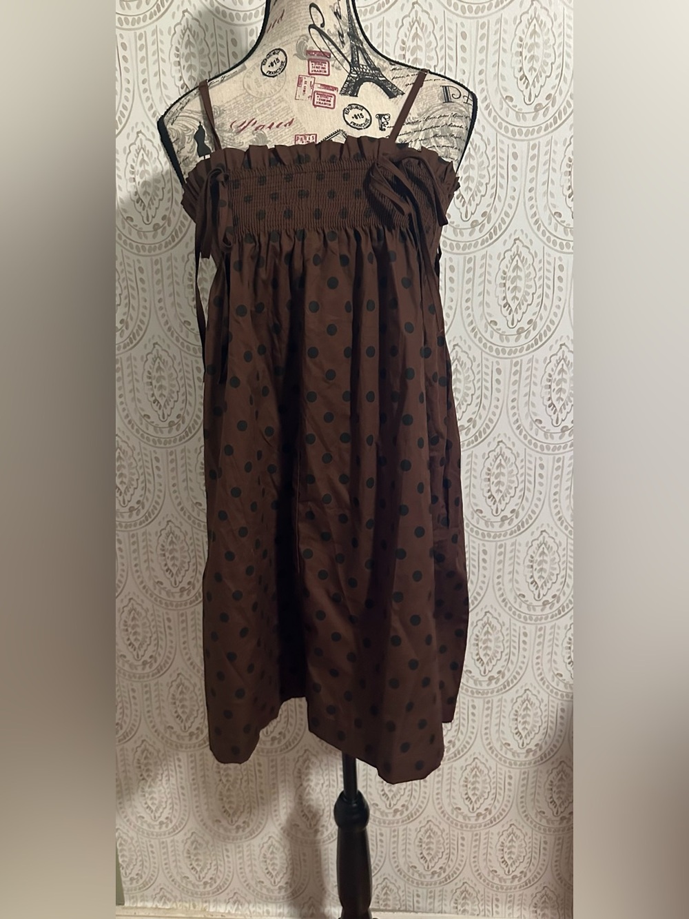 Brown Polka Dot Women’s mini Dress Small can fit Medium